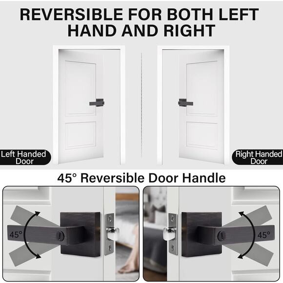 New Golingda Bathroom Door Lock w/ Heavy Duty Door Lever / Brushed Bronze - Picture 5 of 6